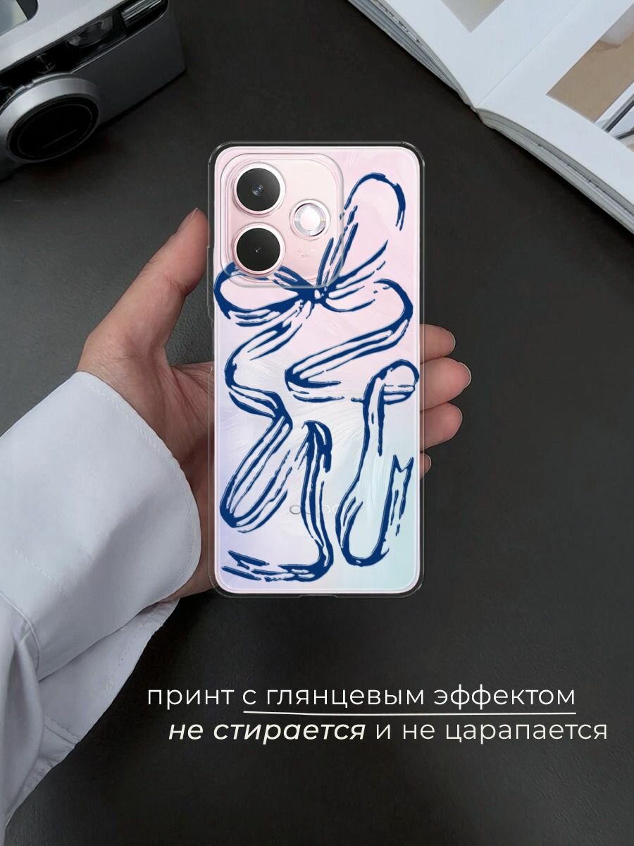 Чехол на Oppo A5 Pro / Оппо А5 Про с принтом "Синие очертания банта 2" — фото 1
