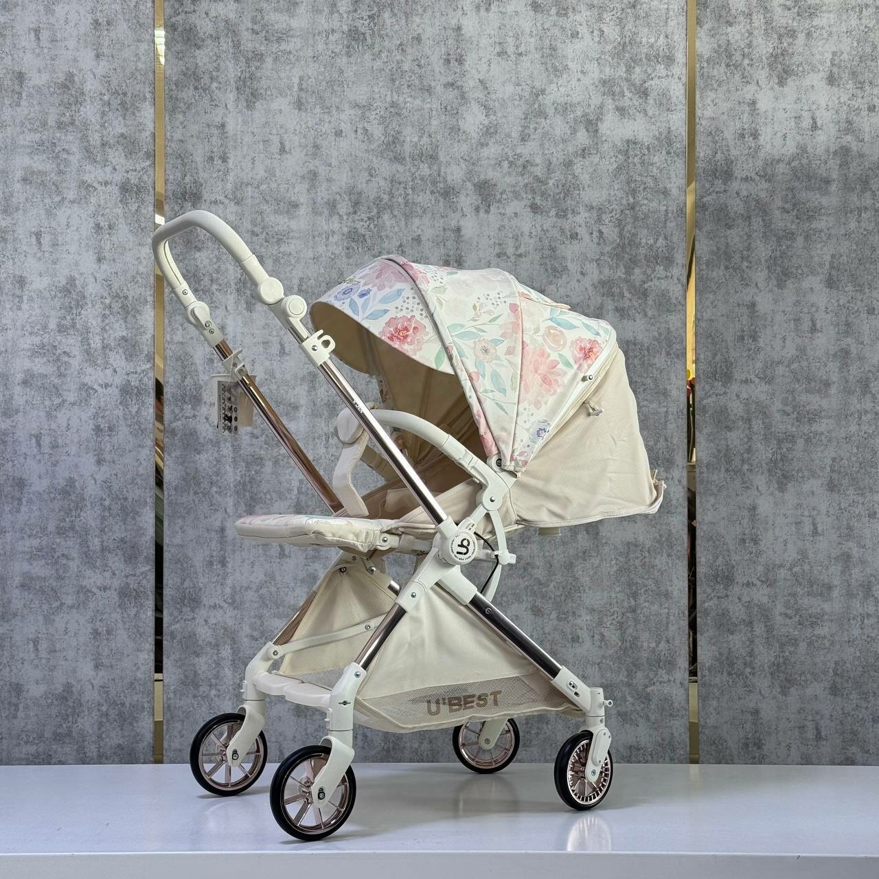 Прогулочная коляска UBEST "VIC3", оранжевая, складная, компактная