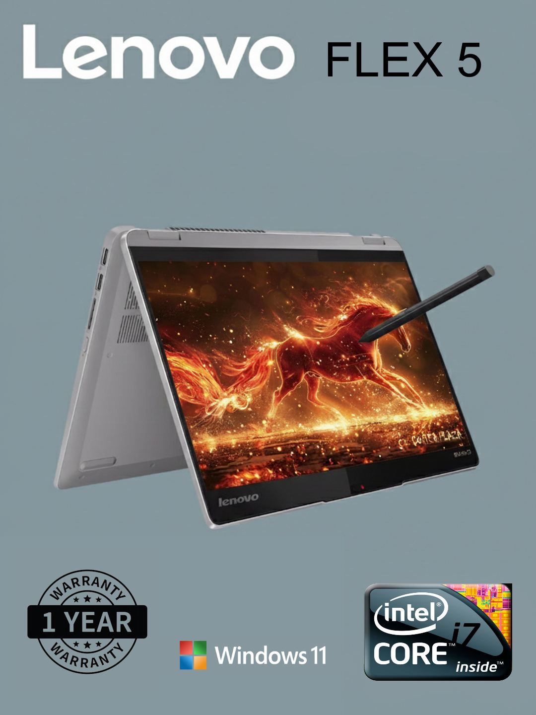 Ноутбук Трансформер Lenovo IdeaPad 14" Intel Core i7-1355U 16Gb DDR 512 Gb SSD Arctic Grey 05RK