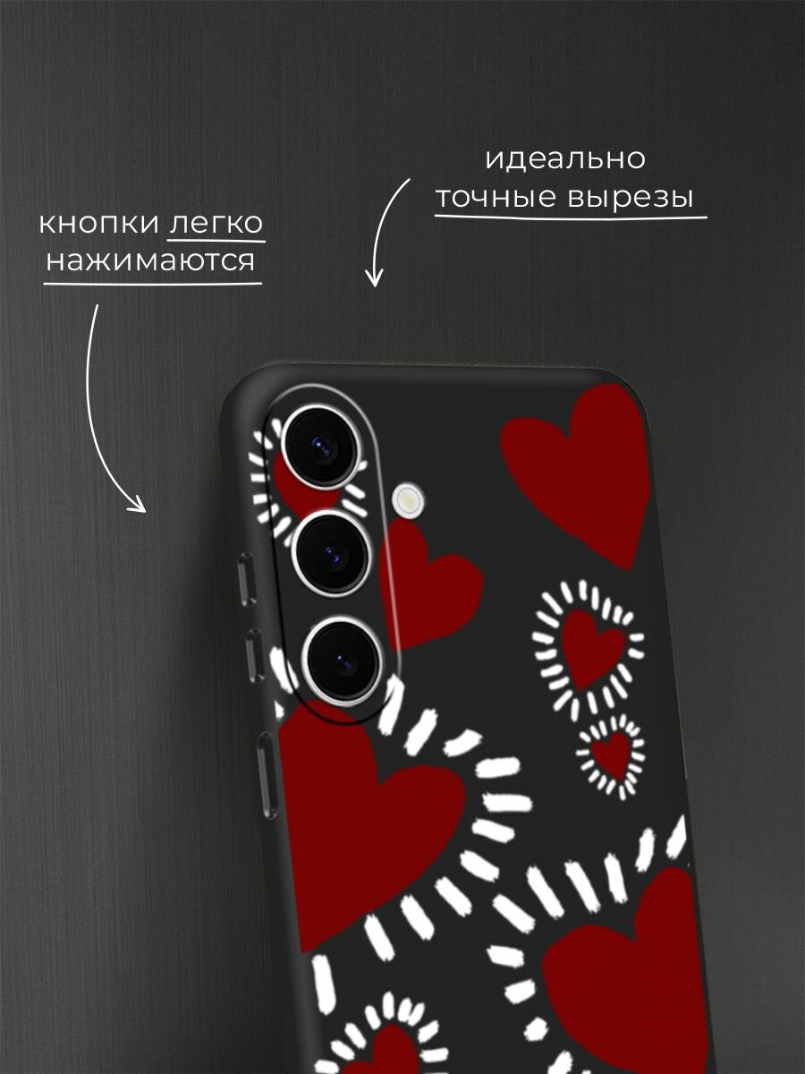 Чехол на Samsung Galaxy S25 FE / Самсунг S25 Фе c принтом Бордовые сердца 2 — фото 1