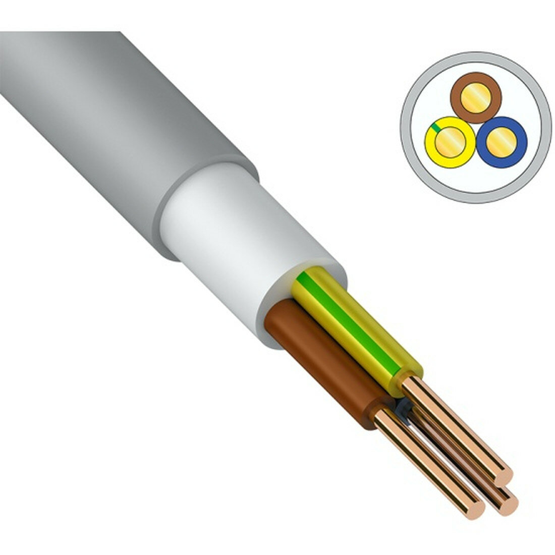 Кабель Ккз NUM-J (NYM-J) 3x25 кв. мм 100 метров медный ГОСТ 2485477