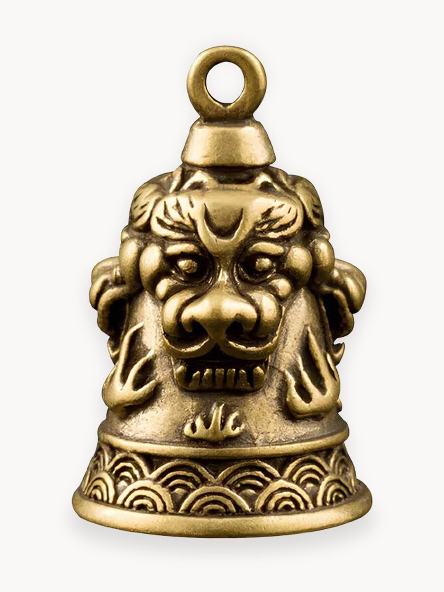 Колокольчик металлический маленький китайский Три льва винтажный