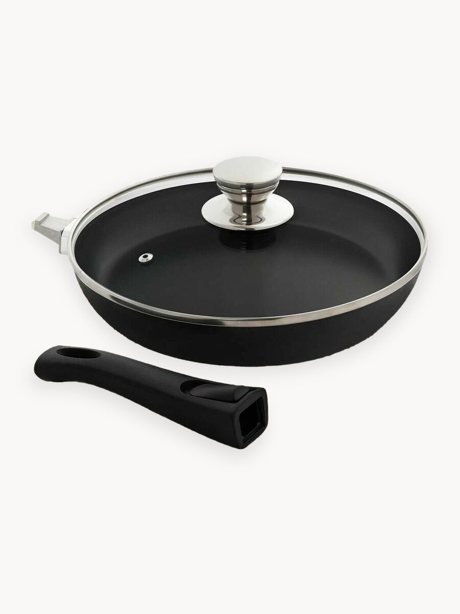 Сковорода c крышкой 20 см со съемной ручкой с антипригарным покрытием Easy Cook