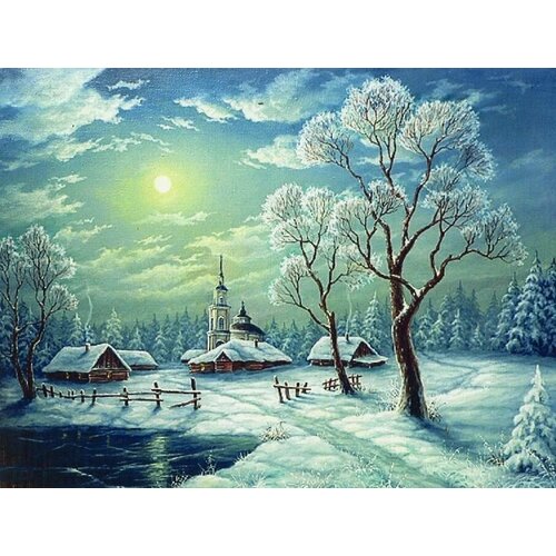 Алмазная мозаика на подрамнике Картина стразами Деревня 50х65 сложность 5 цветов 23 Komas 1399₽