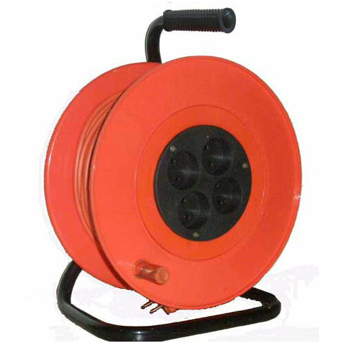 Удлинитель силовой УС-4 60 метров провод ПВС 3х15 мм2 4 розетки катушка пластик УС-4-60 шт Quattro elementi 5390₽