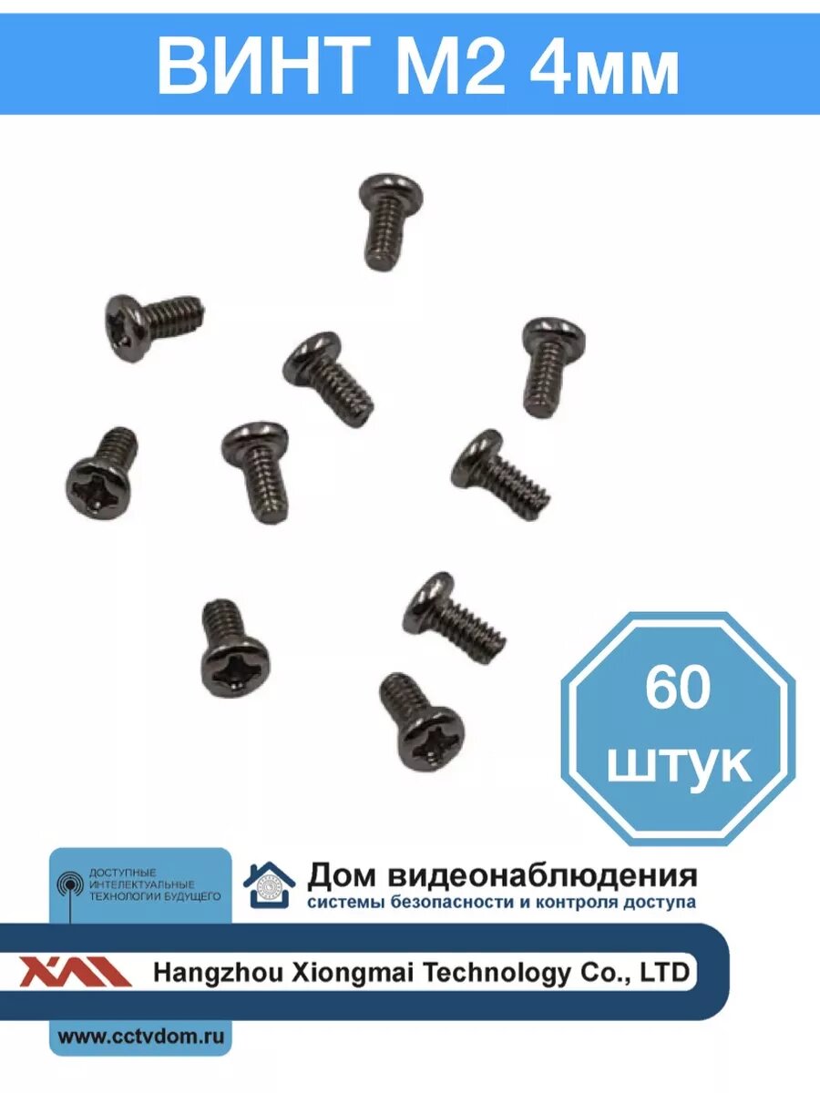 Винт M2 x 4 мм, 60 шт.