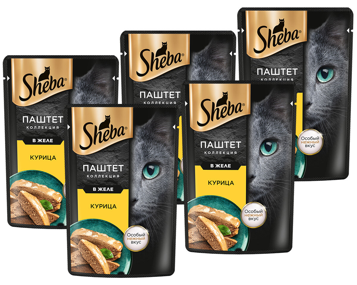 SHEBA для взрослых кошек паштет с курицей пауч 75 гр х 5 шт