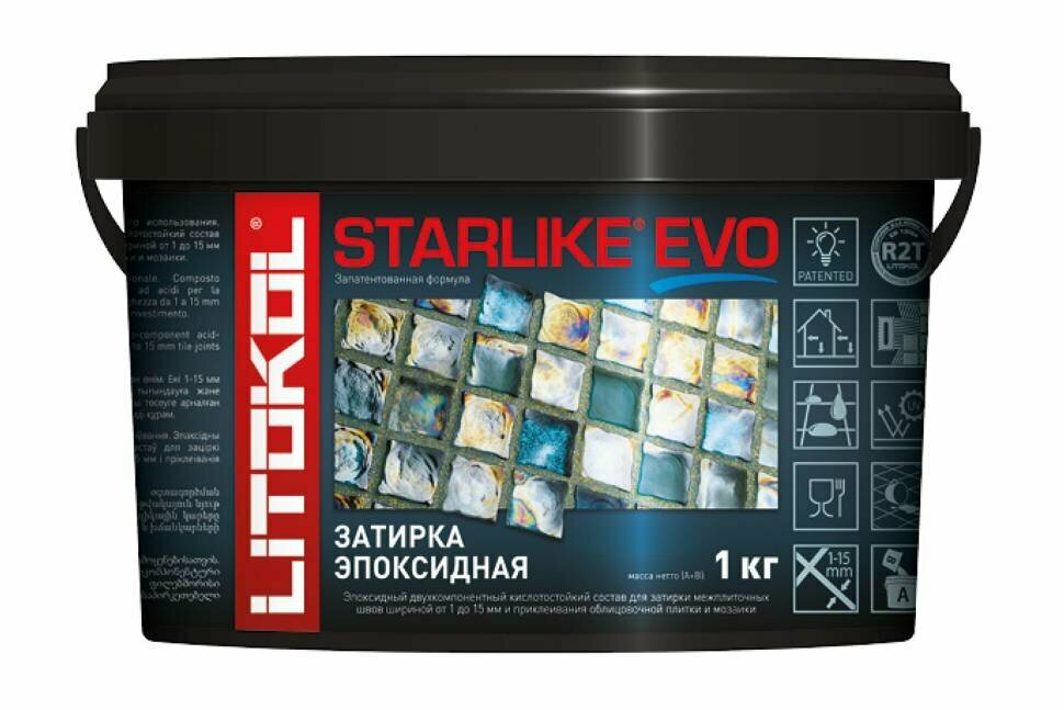 Эпоксидный состав для укладки и затирки мозаики LITOKOL STARLIKE EVO S.140 NERO GRAFITE 485190002