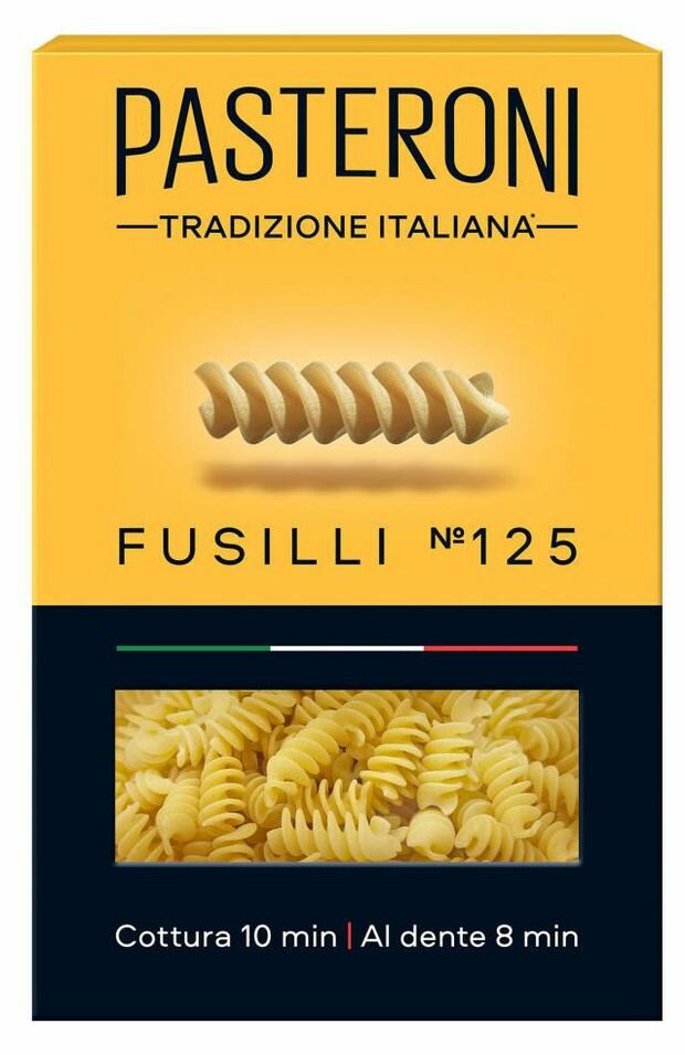 Макароны Pasteroni Fusilli №125, из твердых сортов пшеницы, 400 г