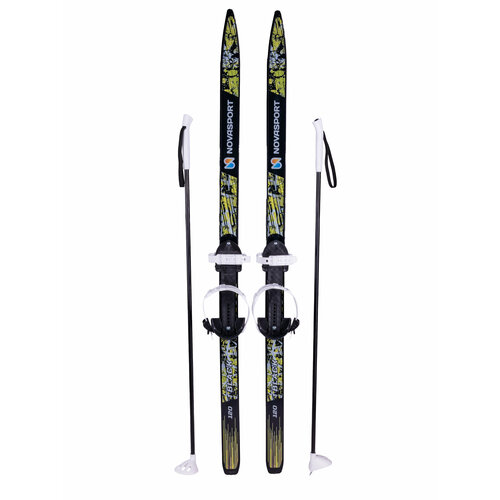 Лыжи детские с палками с креплениями 120/95 см NovaSport Black комплект лыжный детский