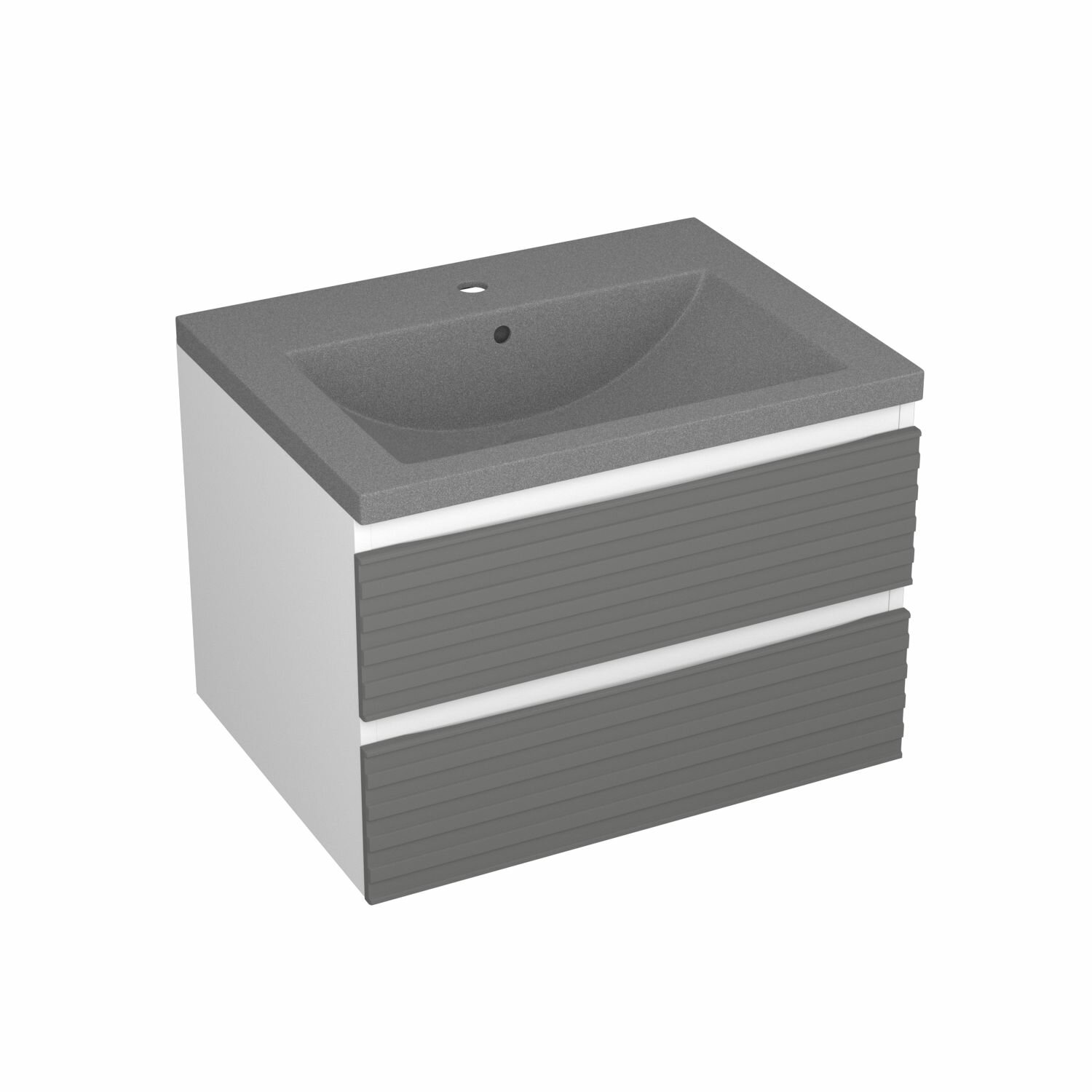 Тумба под раковину Bau Stil Loft grey brushed, раковина кварцевая BAU Stil 58, серый металлик