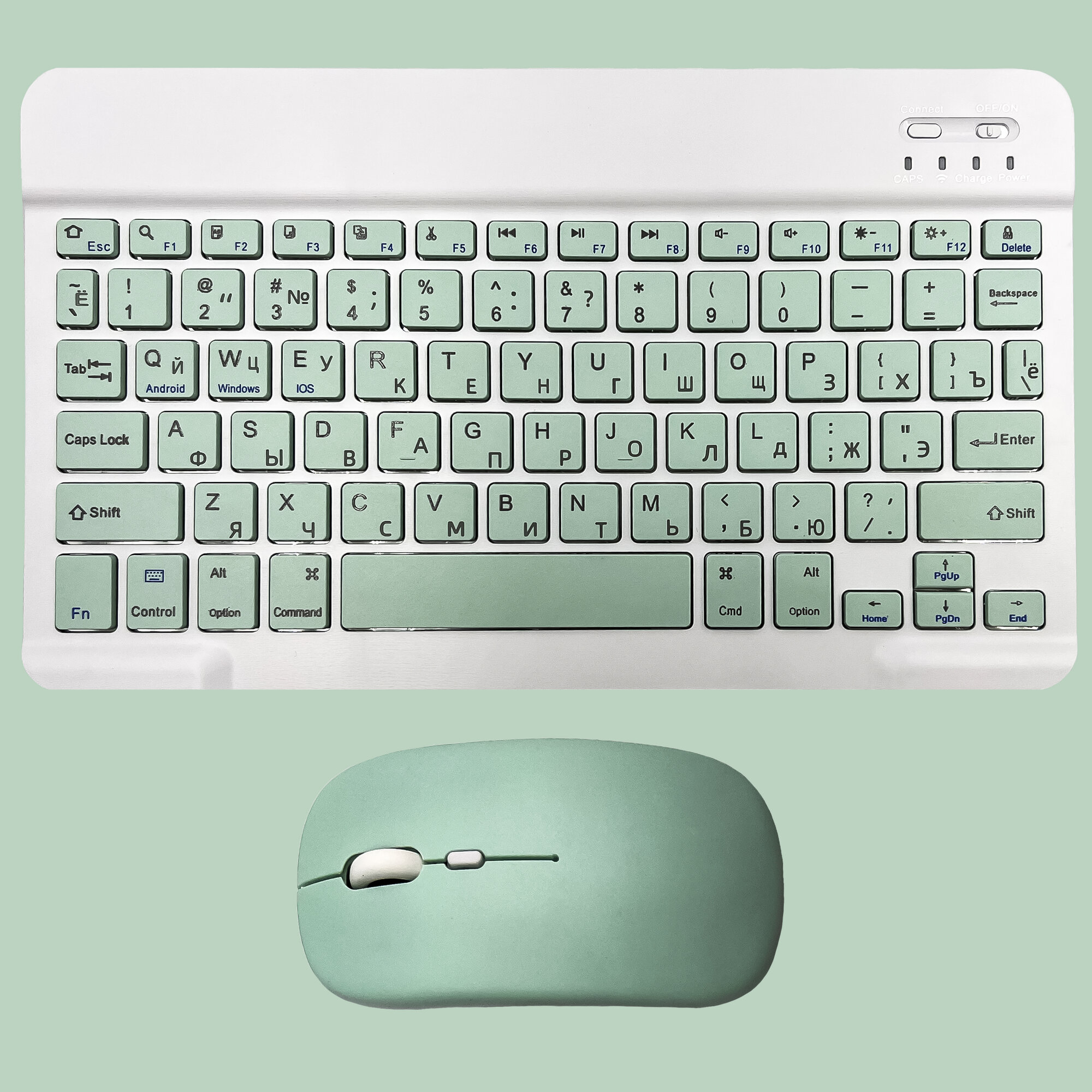 Беспроводной комплект PALMEXX KM001 клавиатура+мышь BT/2.4G, АКБ, USB-C DC5V, мятный