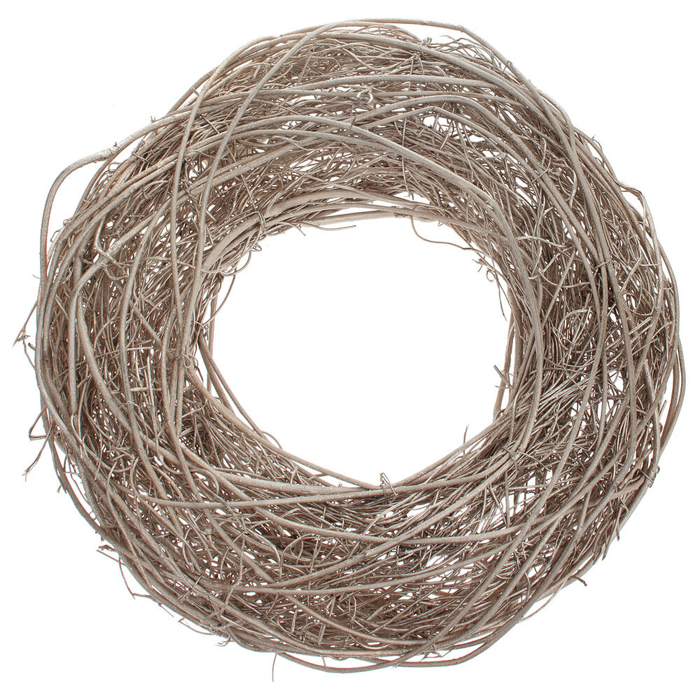 Венок плетеный (ротанг) D34 см Серый