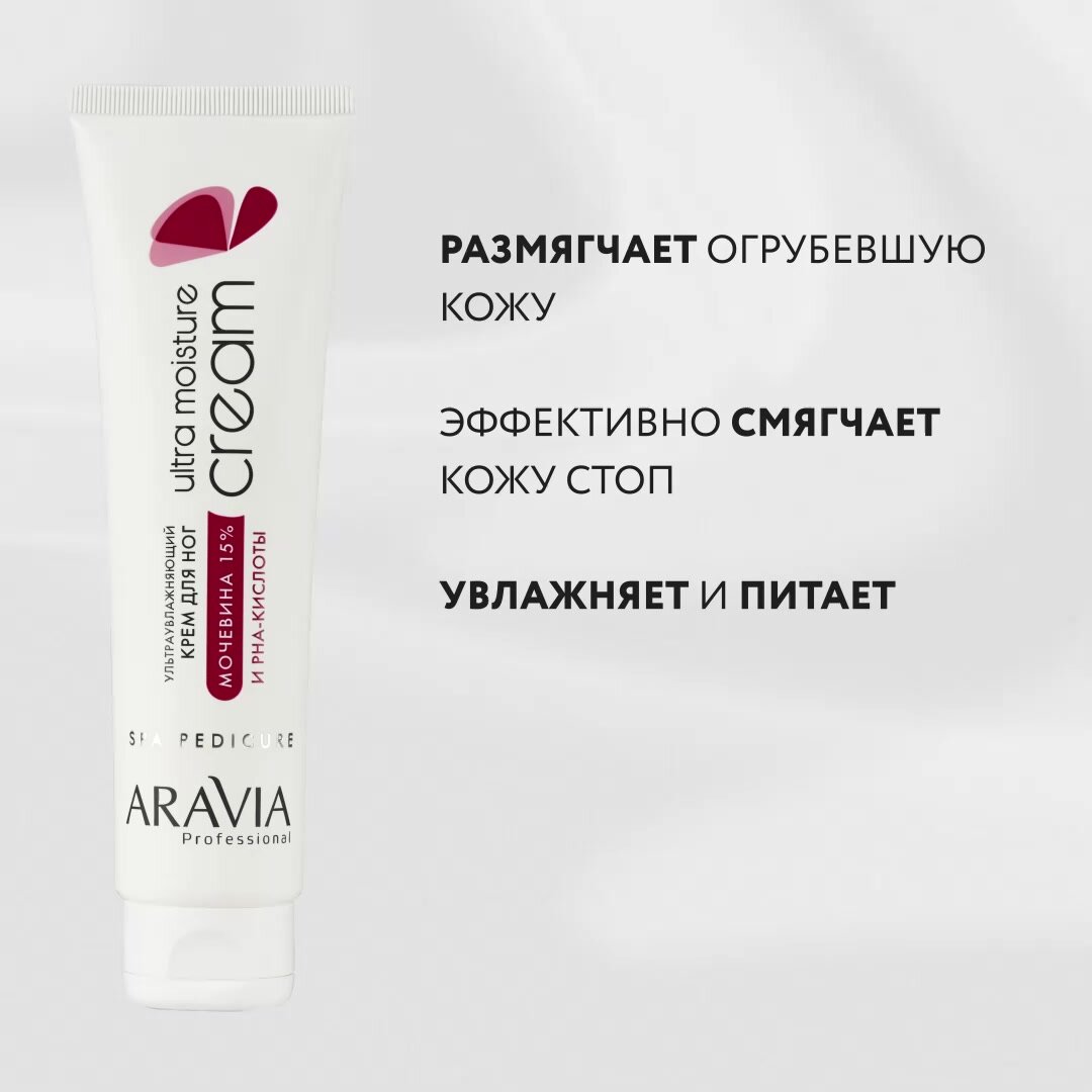 ARAVIA Крем для ног ультраувлажняющий с мочевиной (15%) и PHA-кислотами Ultra Moisture Cream, 100 мл — фото 1