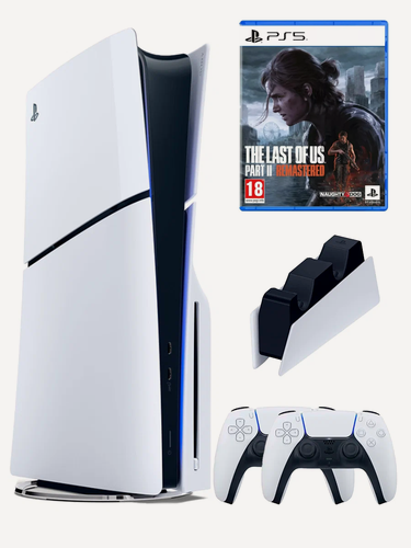 Изображение товара PS5 (ПС5) Игровая приставка Sony PlayStation 5 Slim disc + 2-й геймпад + зарядное + игра The Last Of Us Part II REMASTERED