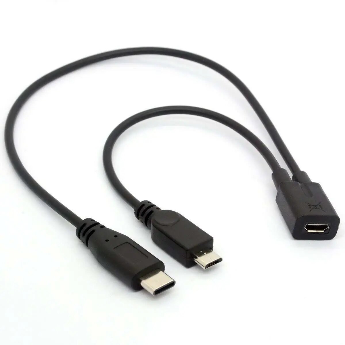 Разветвитель адаптер Micro USB мама к USBC Папа + Type-C папа удлинитель кабеля