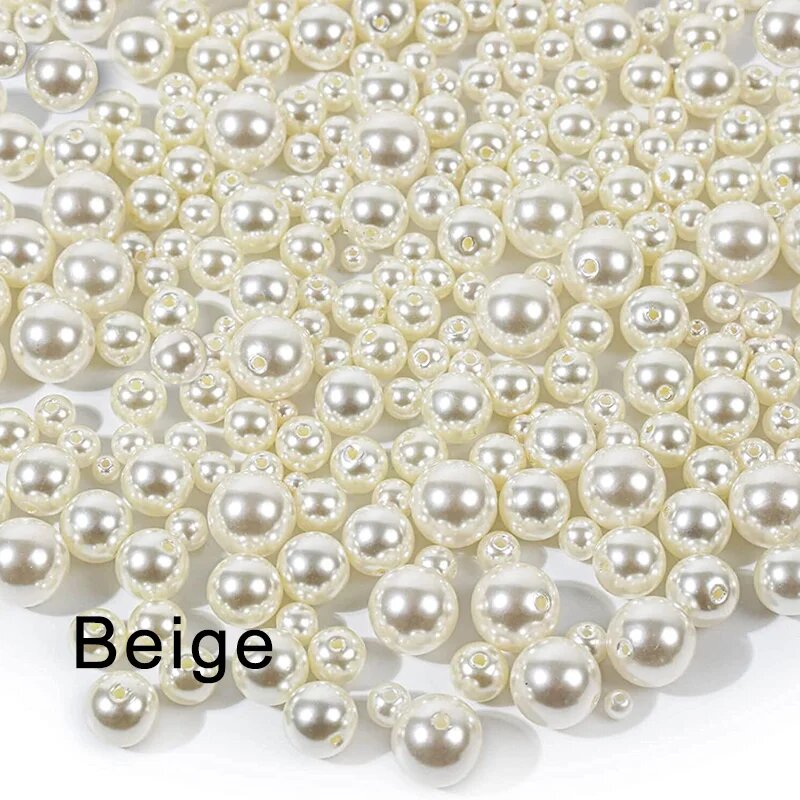 Круглые жемчужные бусины из АБС-пластика белого и бежевого цвета Бежевый 3mm 1000pcs Beige