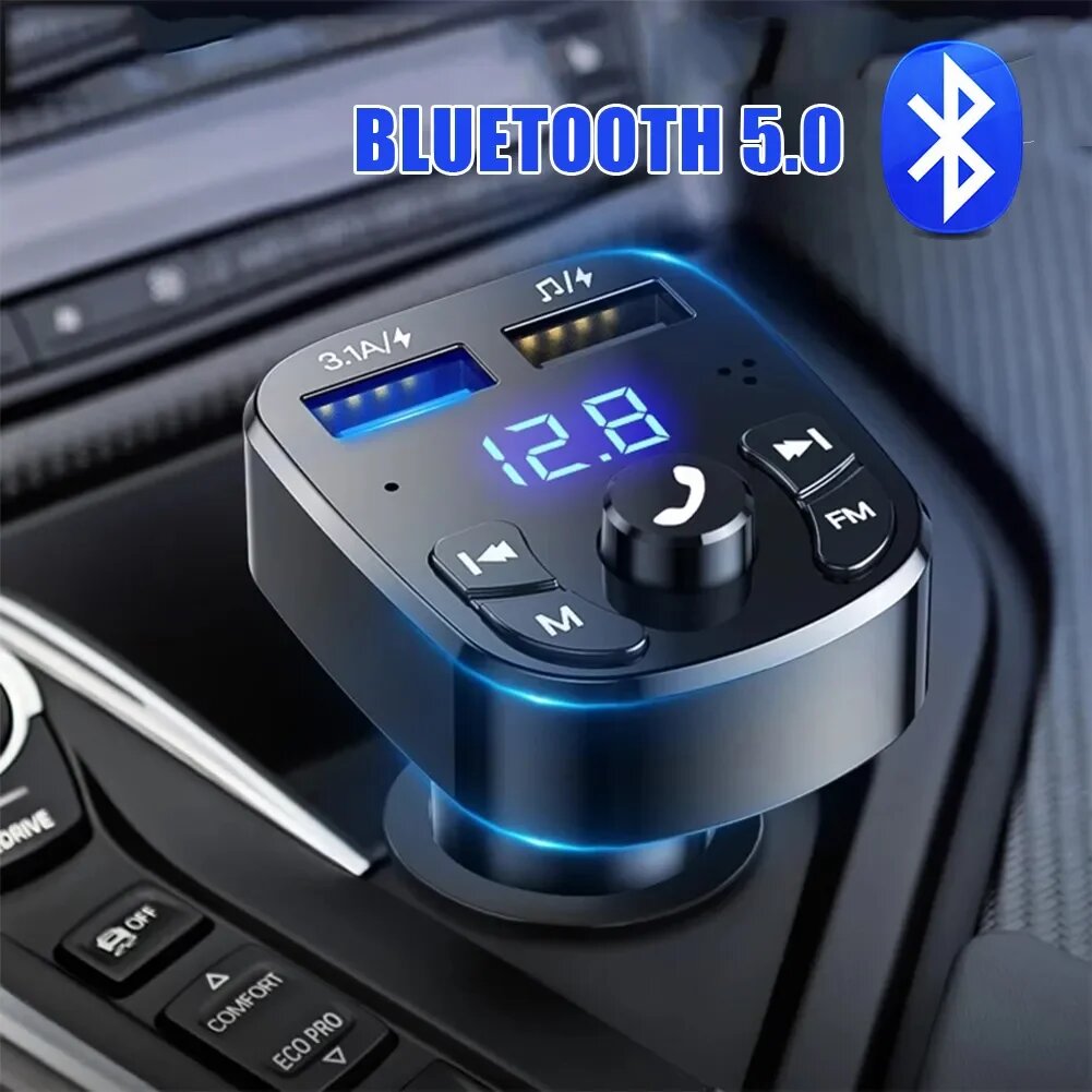 Автомобильный FM-передатчик 50 с Bluetooth-совместимым режимом громкой связи автомобильный комплект MP3-модулятор плеер аудиоприемник громкой связи 2 быстрое зарядное устройство USB