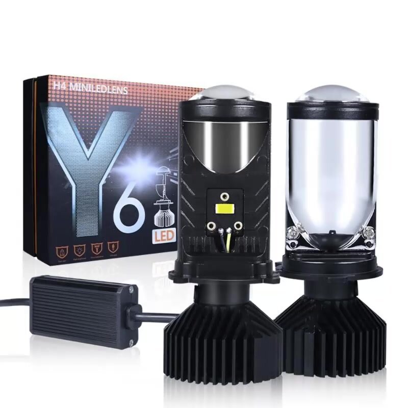 Светодиодные автомобильные led лампы H4, bi-led мини линзы Н4 Y6 — фото 1