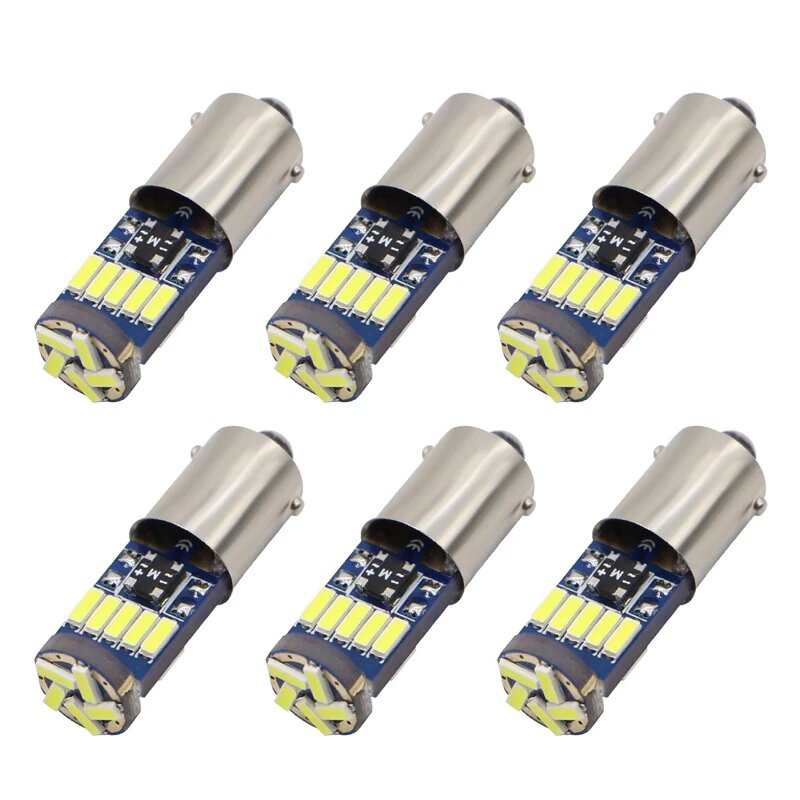 1 упаковка BA9S LED H6W T4W светодиодный светильник для заднего внутреннего освещения автомобиля светильник для номерного знака лампа для чтения неполярный 12 В постоянного тока Белый 6pcs