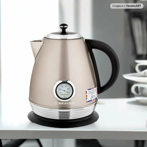 Электрический чайник BRAYER BR1007, 1.7 л, 2200 Вт, бежевый — купить, цена, характеристики