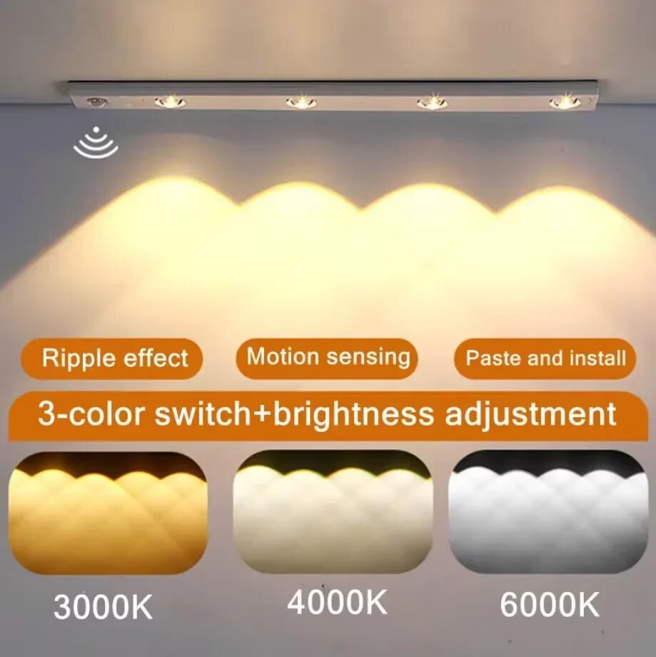 Датчик движения светодиодный ночник USB Black+Decker, White-50CM-4LED, 3 Colors