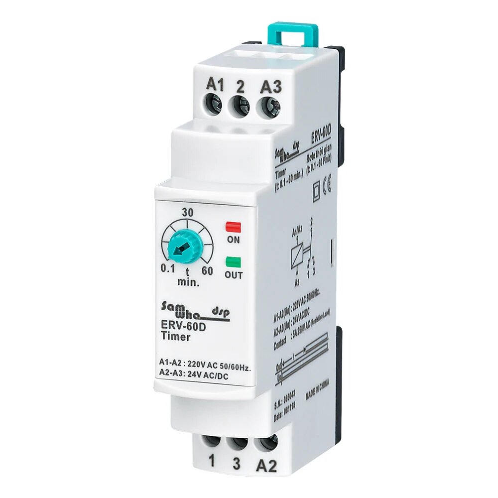 Электронное регулируемое реле времени Samwha-Dsp ERV-60D (0,1-60 мин.), 150-260VAC 24VDC