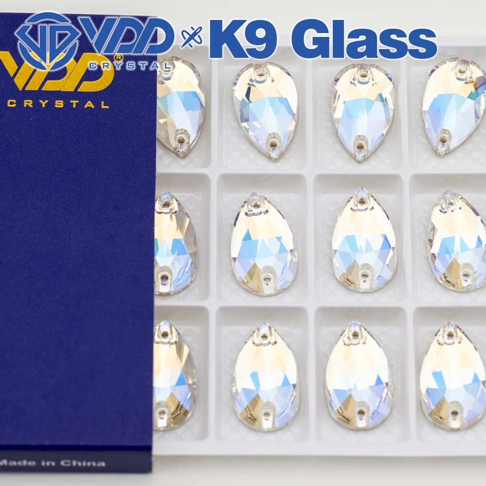 Стразы VDD S256 Moonlight Pear стеклянные Moonlight 17x28mm - 12Pcs