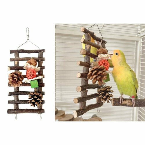 Игрушка для попугаев из сосновой шишки палочка из ротанга для африканской кореллы Conure шлифовка зубов 808₽