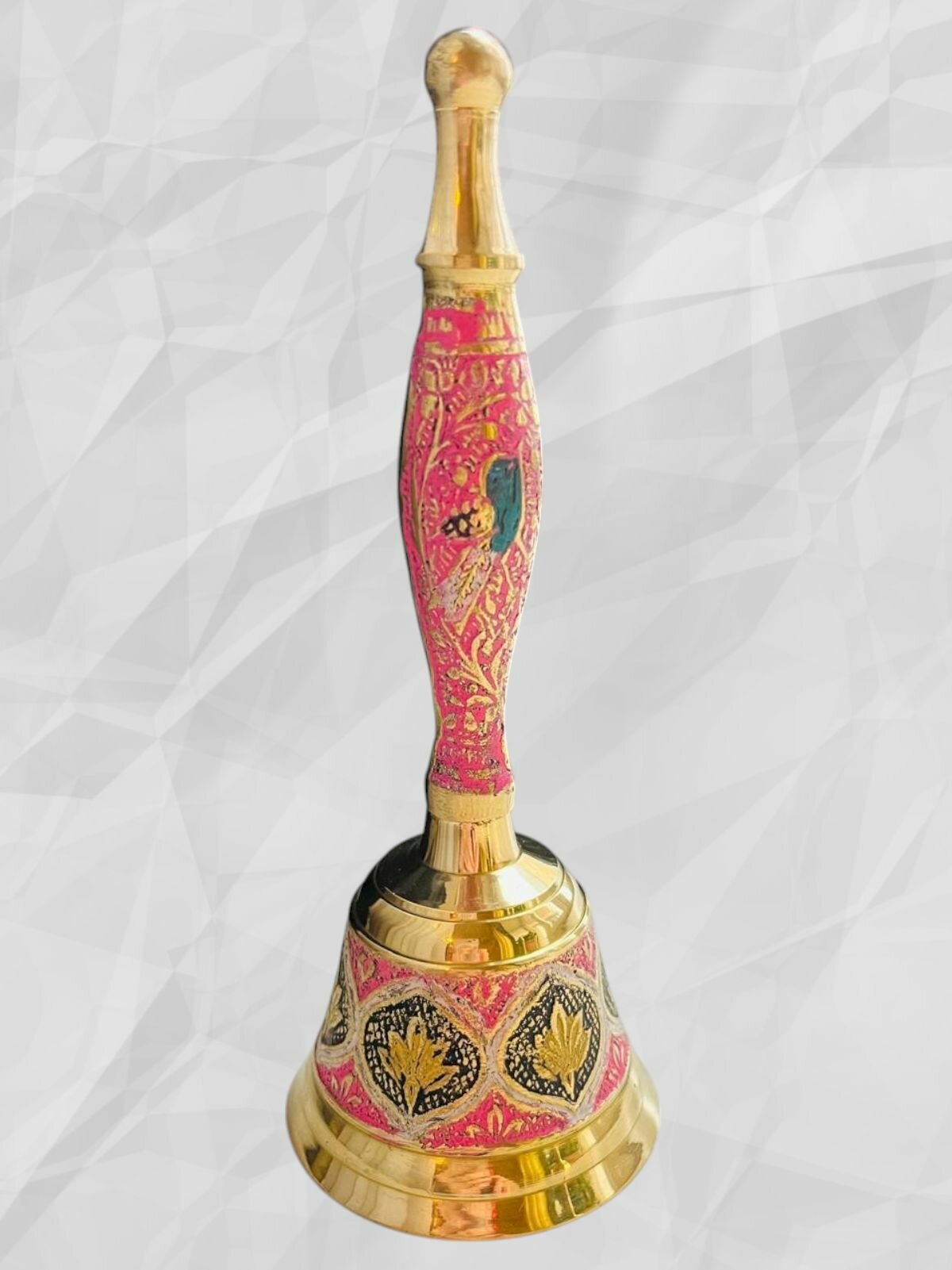 Колокольчик из латуни с узорами для медитации, 16 см, ручная работа, эксклюзив, (oxan)