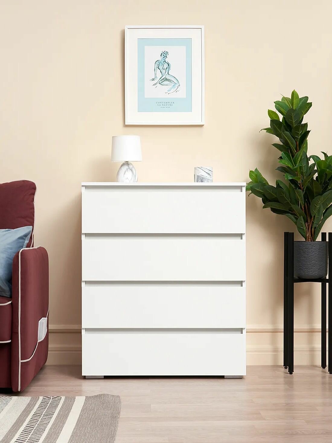 Комод Хелен Белый Белый 4 ящика 80x96х46 см