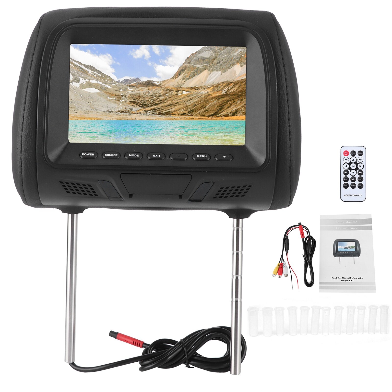 Car Seat Back MP5 Multimedia Player Monitor Headrest LCD Display 7in Support USB Amplifier