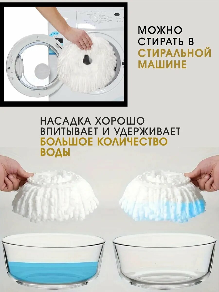 Насадки для швабры LettBrin, микрофибра, круглые, впитывающие, 4шт — фото 1