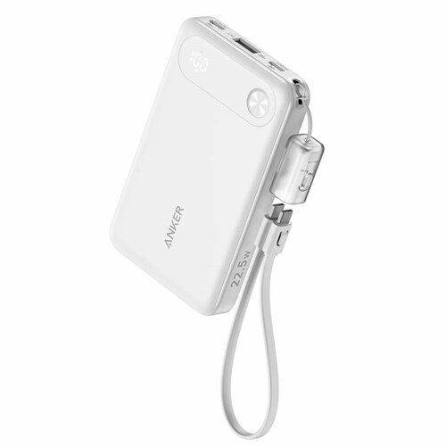 ANKER A1257 10000 mAh 225W дополнительный аккумулятор с кабелем USB-C белый A1257P21 540400₽