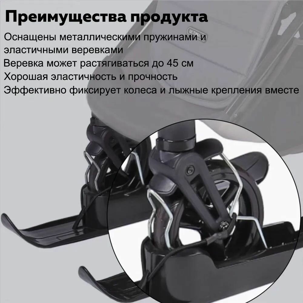 Лыжи на колеса для коляски, беговела, велосипедауниверсальные лыжи на колёса детских колясок, 2 штуки — фото 1