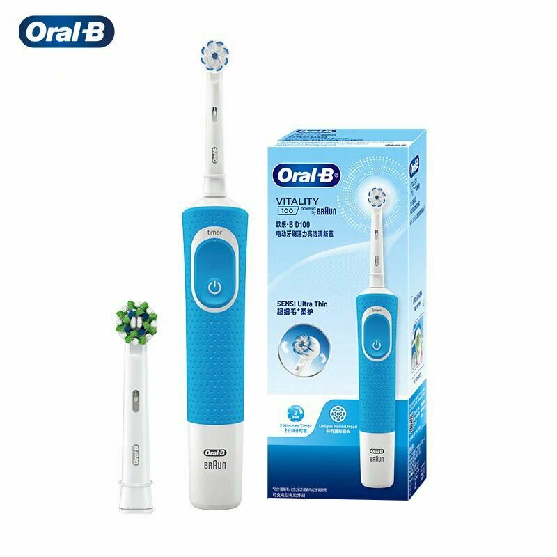 Oral B Электрическая зубная щетка D100, Синий 220В индукционная зарядка 7600 вибраций
