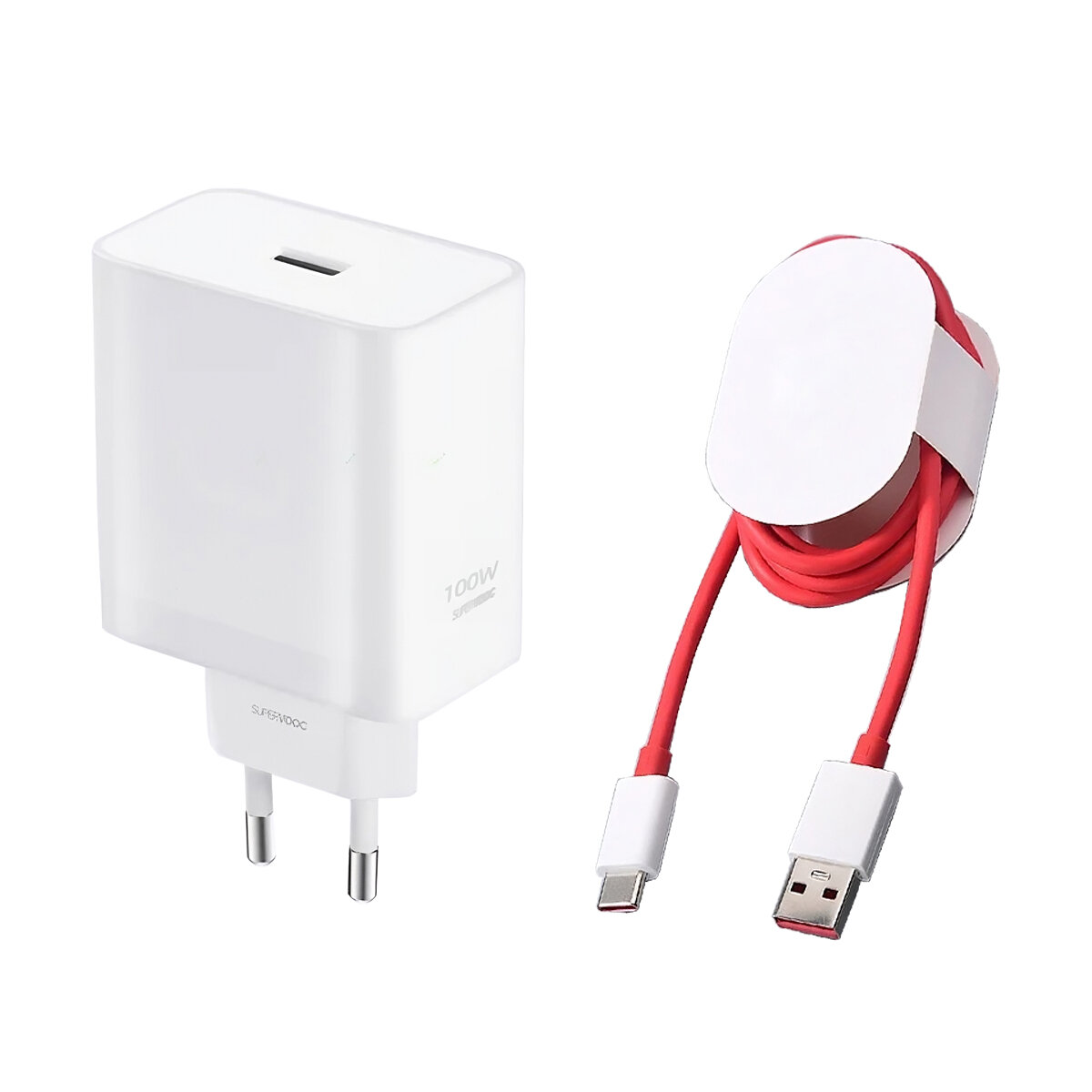 Сетевое зарядное устройство USB для OnePlus, OPPO, Realme, Vivo (100W, SuperVOOC, кабель Type-C) <белый>