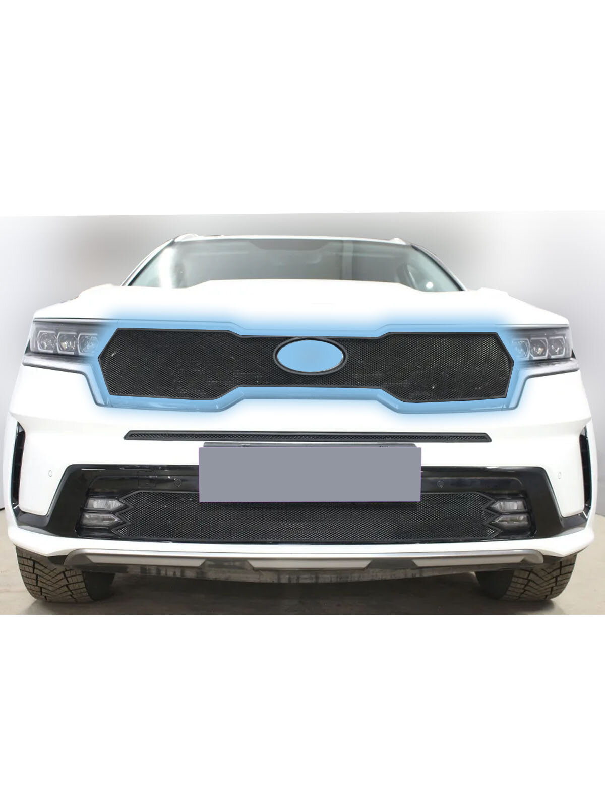 Защита радиатора верх черная Kia Sorento (2020-н. в) / съемная защитная сетка Киа Соренто