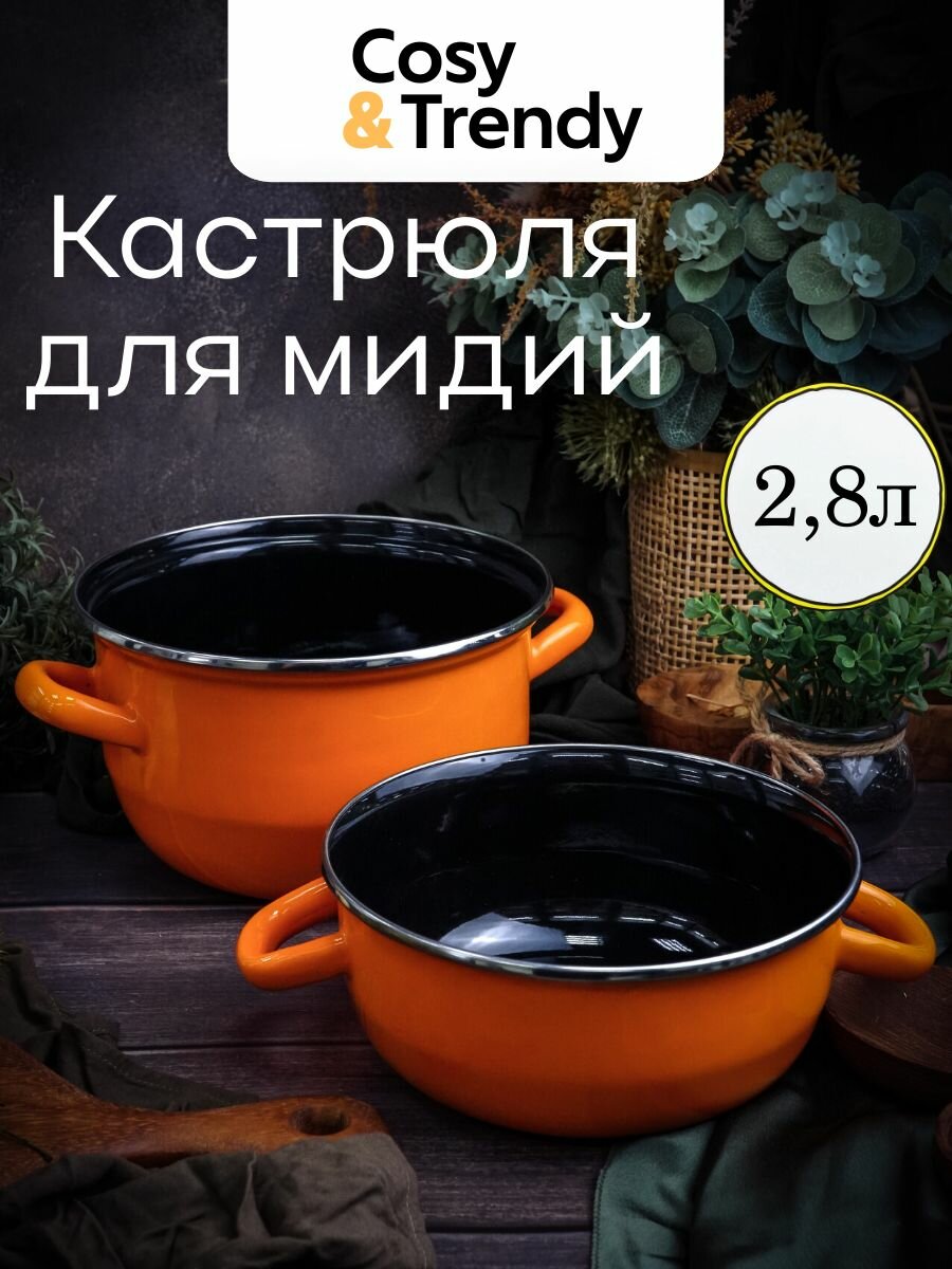 Кастрюля для мидий Cosy & Trendy Mussel Pots 2,8 л оранжевая, нержавеющая сталь