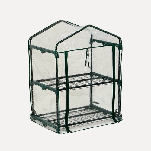 Изображение товара Парник-стеллаж, 2 полки, 93 × 69 × 49 см, металлический каркас d = 16 мм, чехол плёнка 80 мкм, Greengo