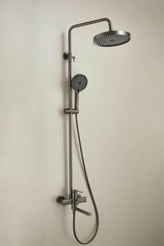 Изображение товара Душевой комплект с тропическим душем и смесителем, серый нержавеющая сталь Belz B24813-3