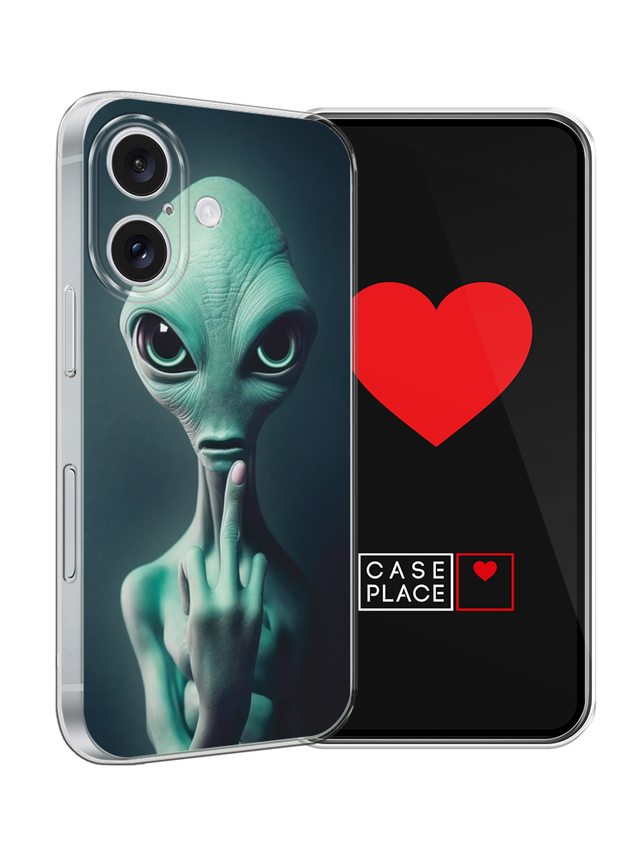 Чехол на Apple iPhone 16 / Айфон 16 с принтом Жест пришельца — фото 1