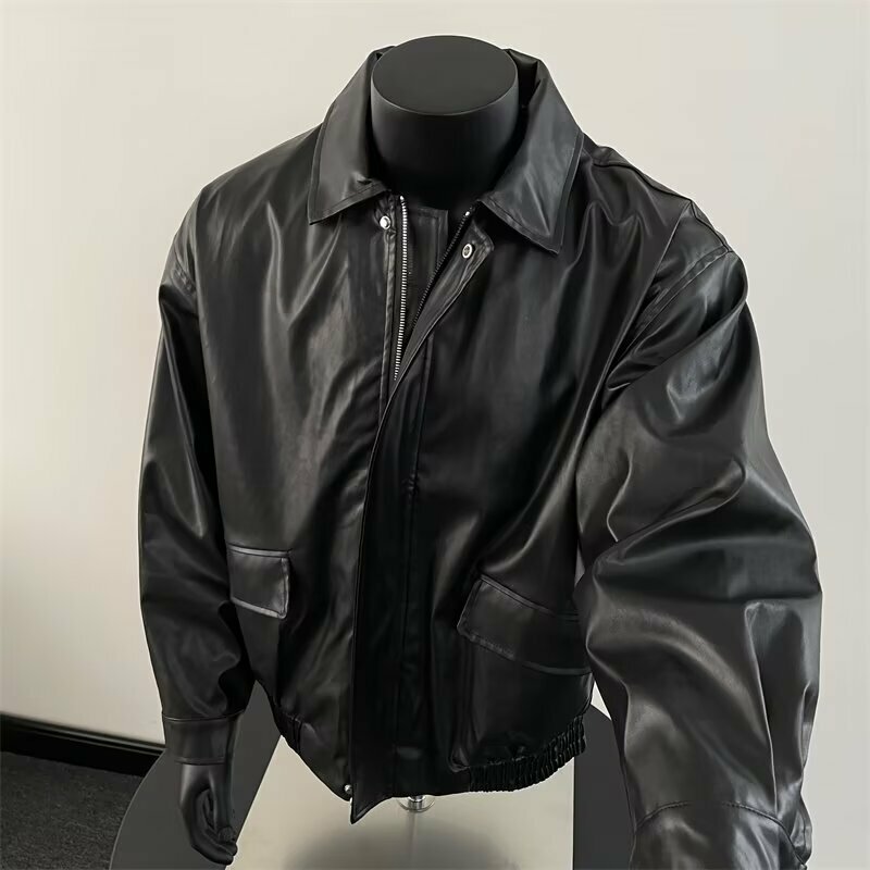 Куртка кожаная , размер L, черный