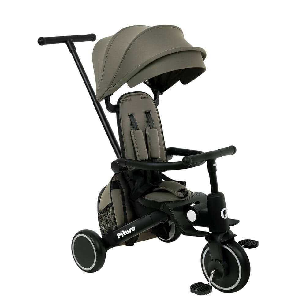 Pituso Leve PRO Plus (с сумкой), детский трехколесный велосипед с 1,5 до 5 лет, цвет Khaki
