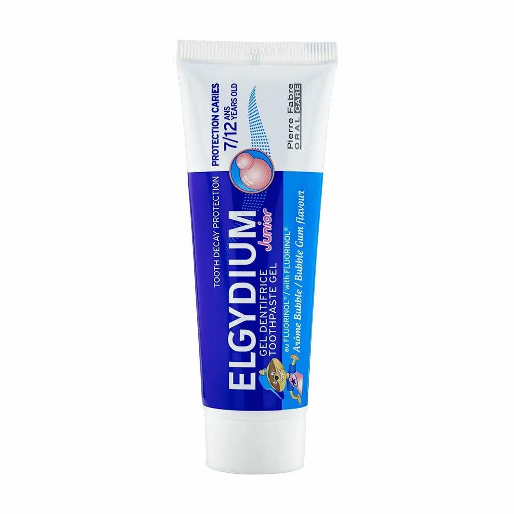 Эльгидиум  Elgydium Зубная пастагель Junior Bubble Gum flavour для детей защита от кариеса со вкусом жвачки старше 7 лет 50 мл 1 шт