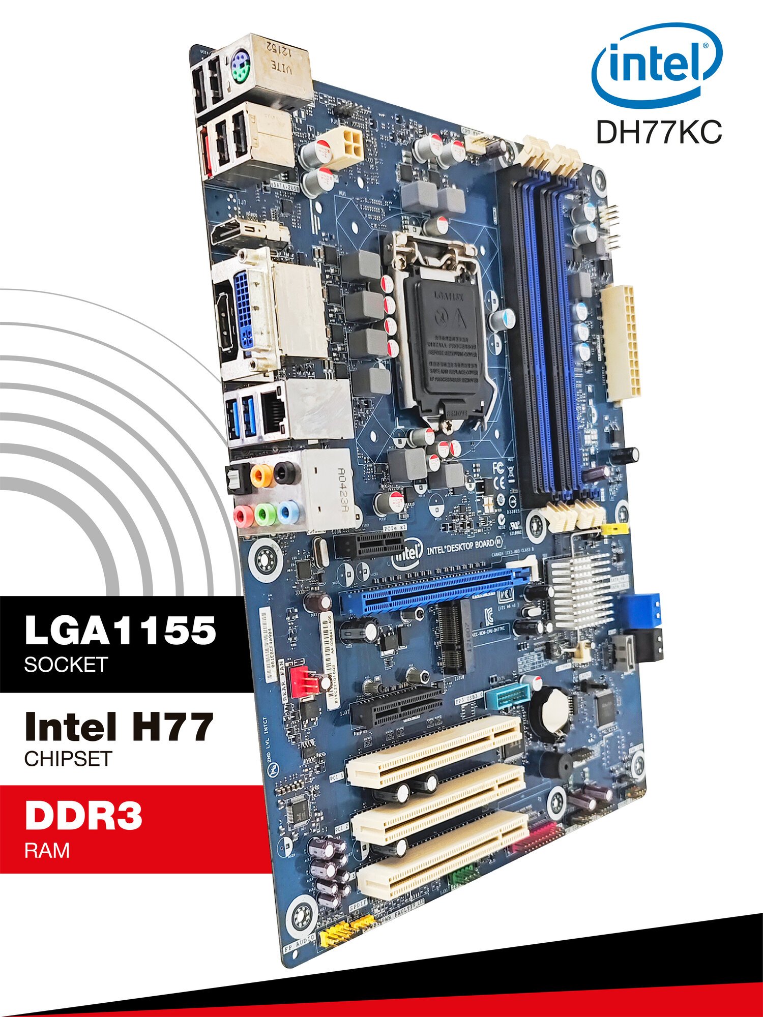 Материнская плата Intel DH77KC, форм-фактор ATX, чипсет Intel H77