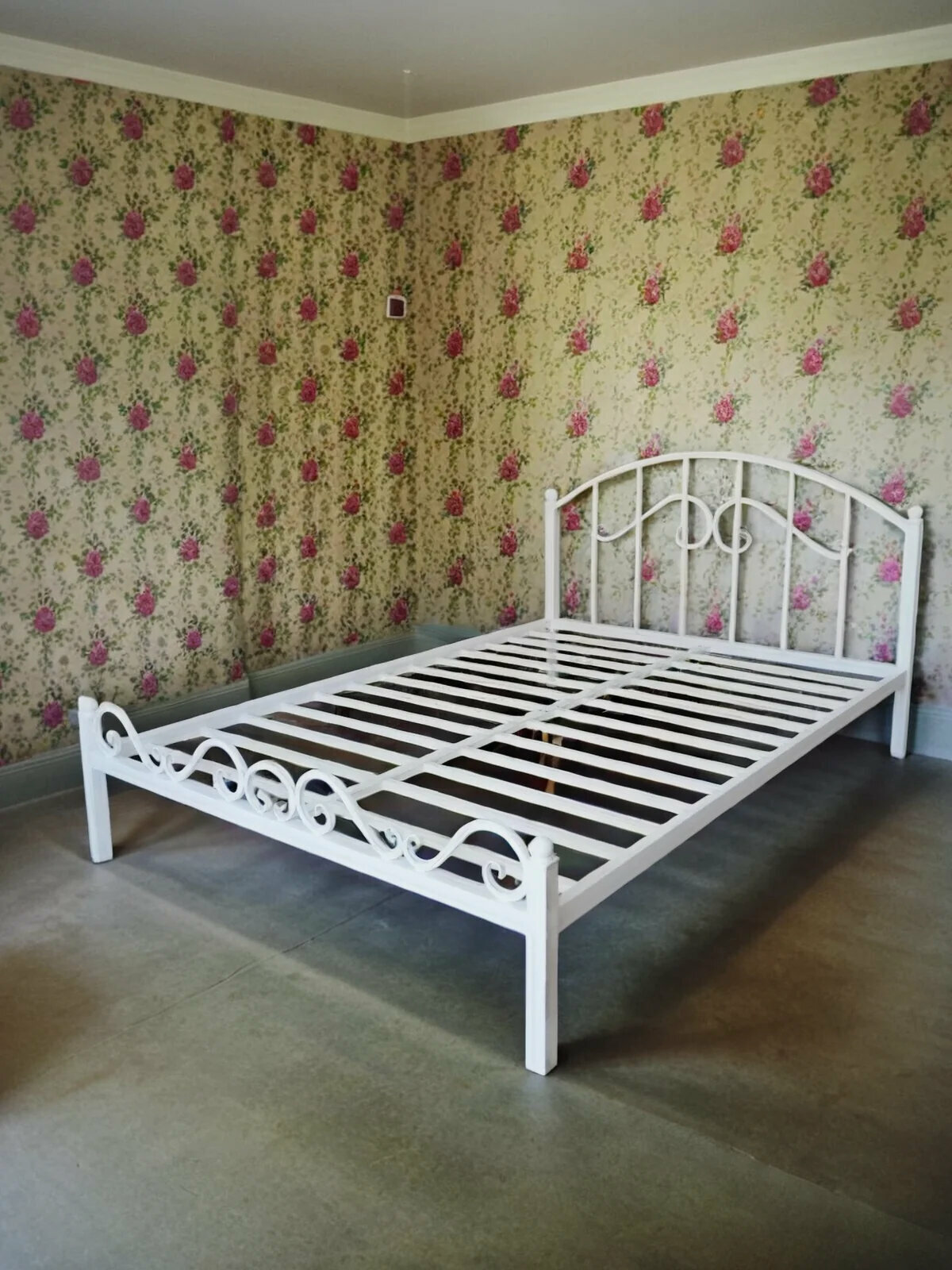 Кровать Ариэль-2, 120x200, металлическая, кованая, усиленная, белый муар