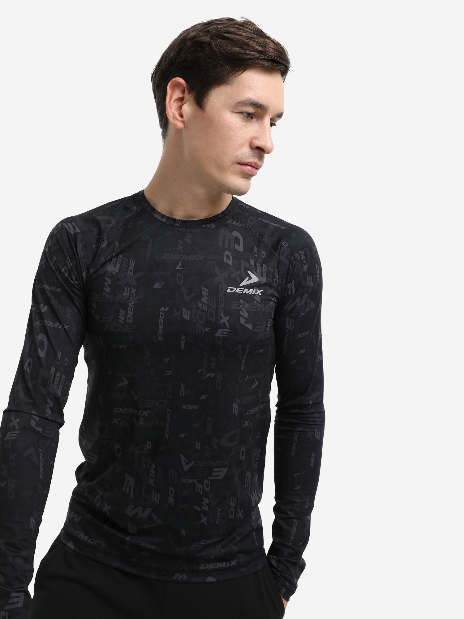 Лонгслив спортивный Demix M D HIIT Training AOP LS T-shirt, размер 46, , черный