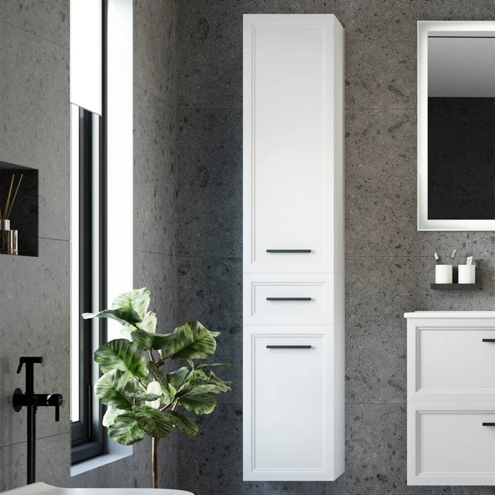 Шкаф-пенал для ванной STWORKI Эстерсунд 35 см белый в стиле ретро подвесной