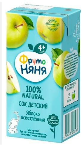 Сок Фрутоняня яблочный осветленный для детского питания 0,2 л фруто няня 43000482 | цена за 1 шт фото